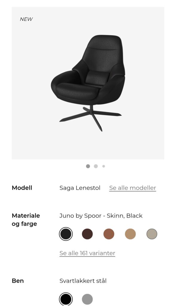 Bolia Saga | Lenestol+ puff | Strøken stand | Rask levering!