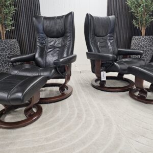 2 stk. Stressless® Wing(M) Classic lenestoler m/krakk fra Ekornes