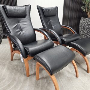 2 stk. Brunstad Delta Legend lenestoler med krakk