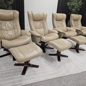 4 stk. Hjellegjerde lenestol med krakk