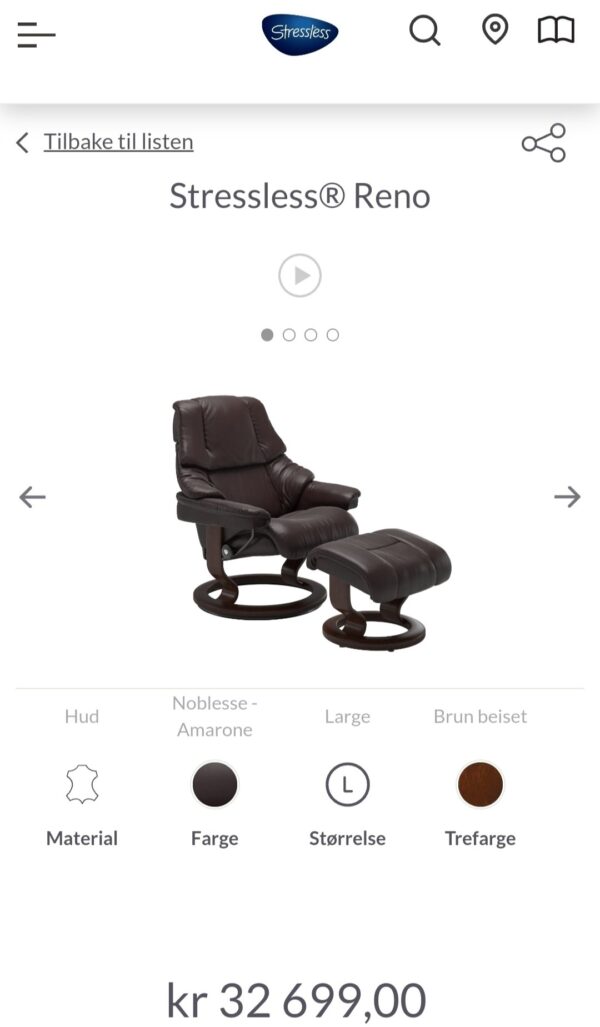 2 stk. Stressless® Reno (L) m/krakk fra Ekornes- Pent brukt!