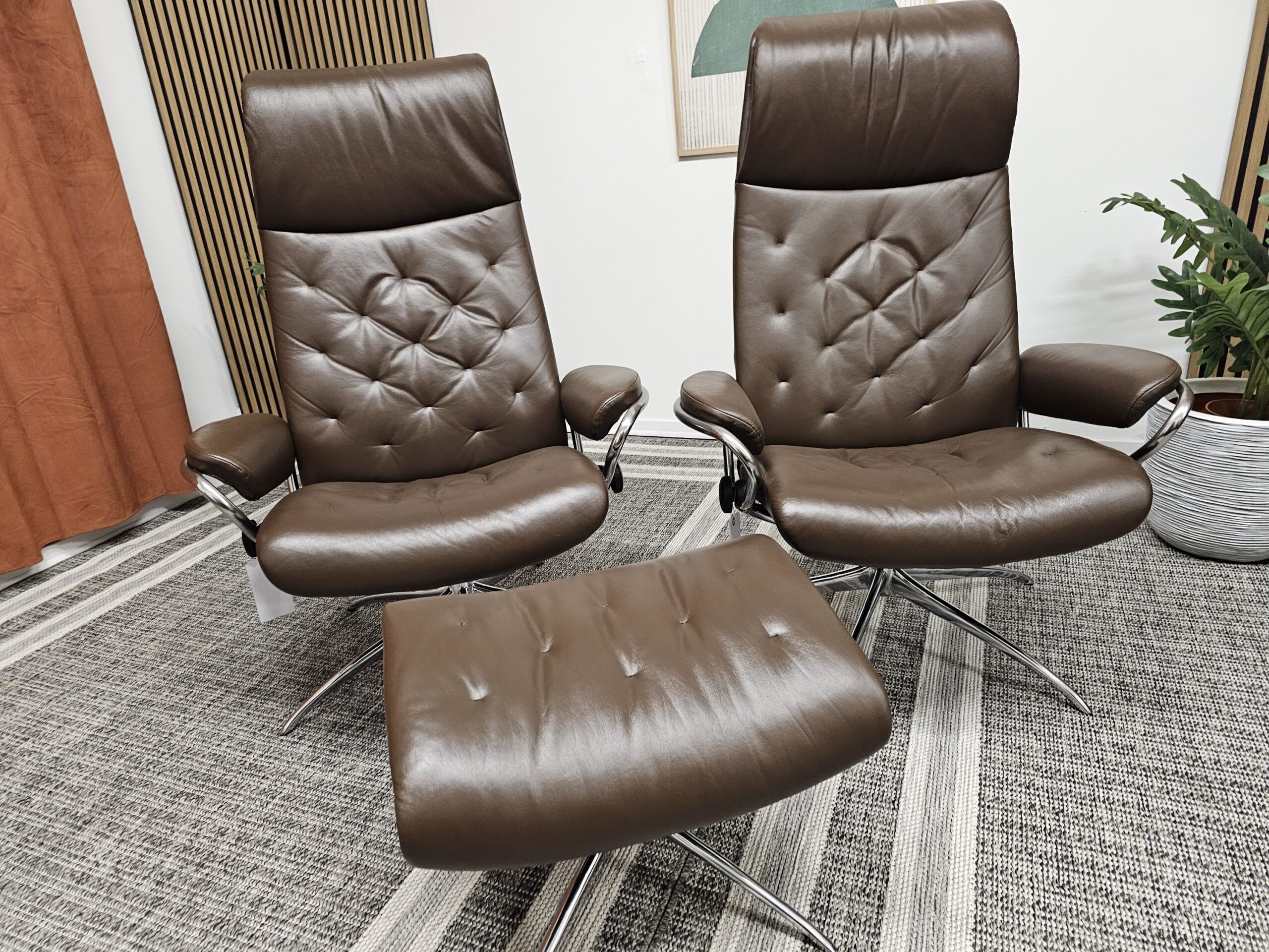 2 stk. Stressless Høyrygg Metro lenestoler m/krakk - Bilde 11