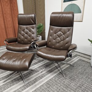 2 stk. Stressless Høyrygg Metro lenestoler m/krakk - Bilde 5