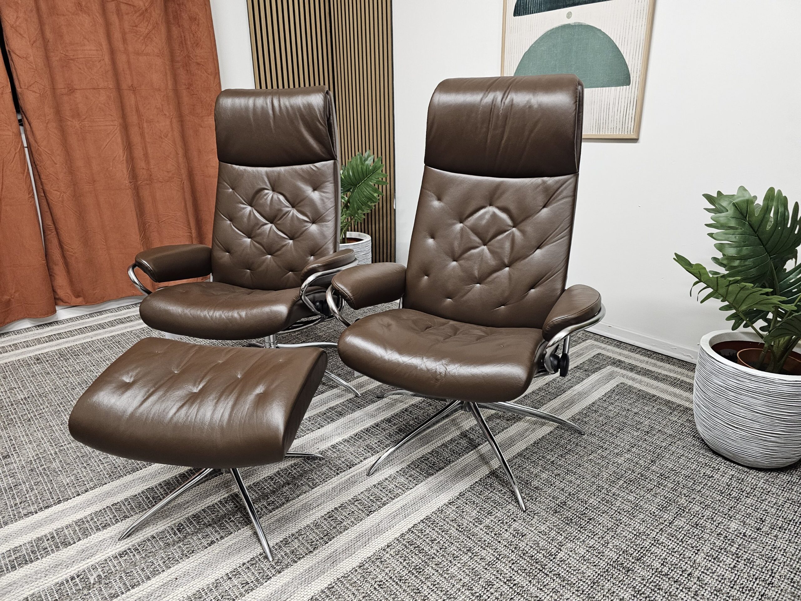 2 stk. Stressless Høyrygg Metro lenestoler m/krakk - Bilde 5