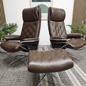 2 stk. Stressless Høyrygg Metro lenestoler m/krakk - Bilde 3