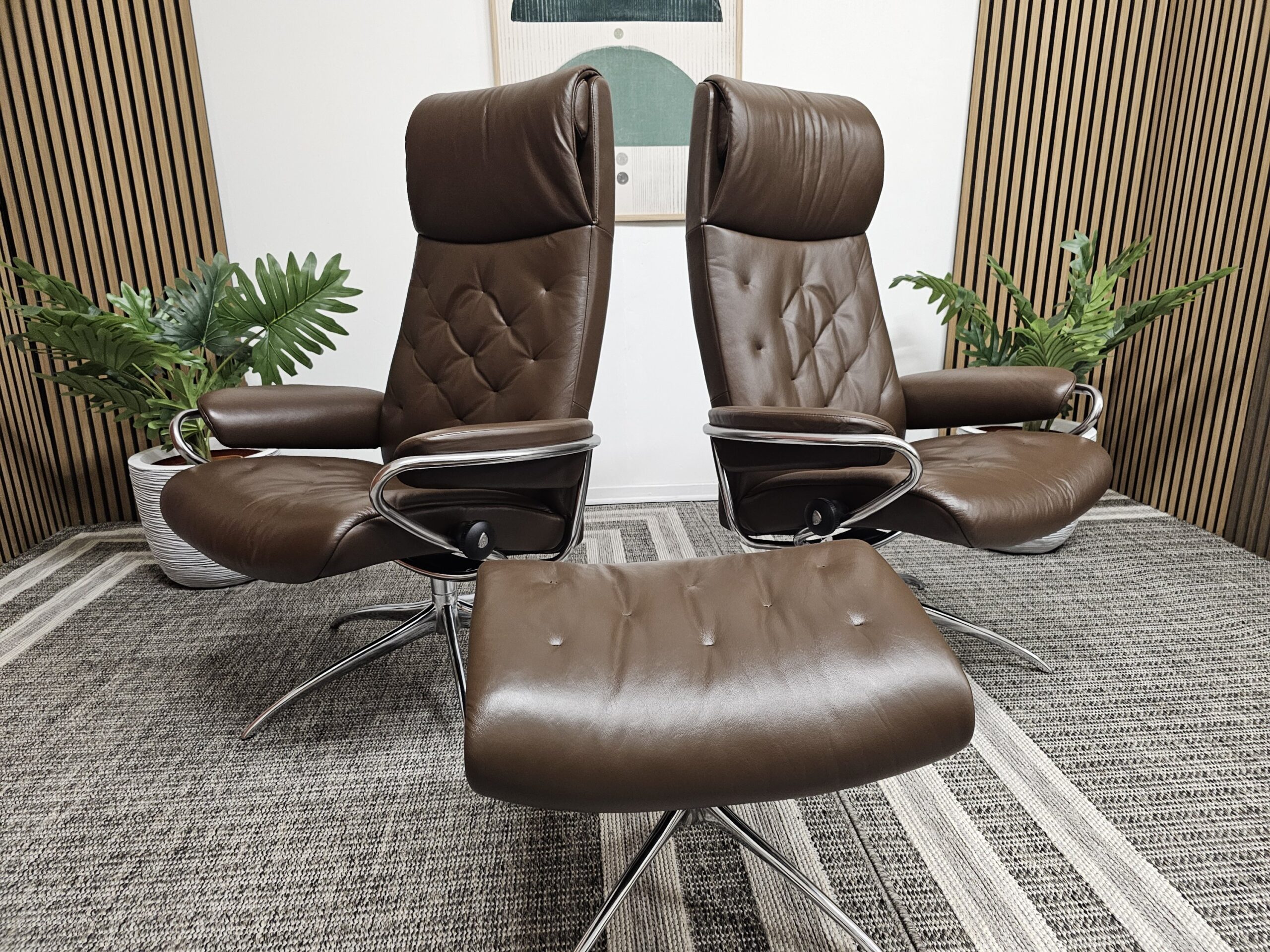 2 stk. Stressless Høyrygg Metro lenestoler m/krakk - Bilde 3