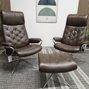 2 stk. Stressless Høyrygg Metro lenestoler m/krakk - Bilde 7