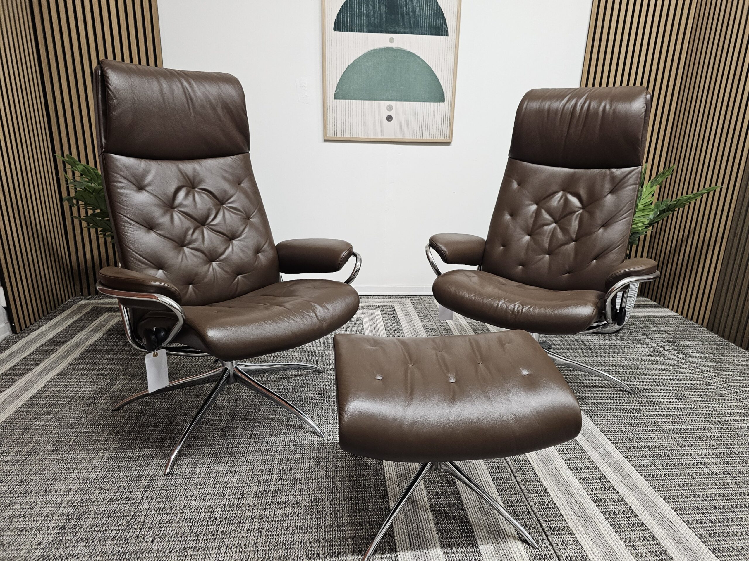2 stk. Stressless Høyrygg Metro lenestoler m/krakk - Bilde 7