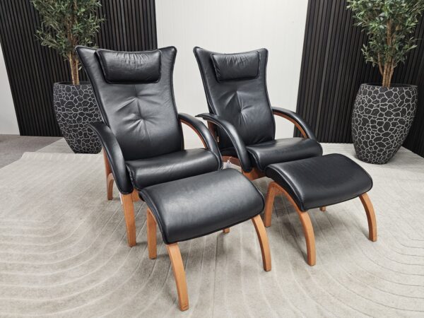 2 stk. Brunstad Delta Legend lenestoler med krakk