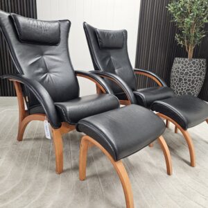 2 stk. Brunstad Delta Legend lenestoler med krakk