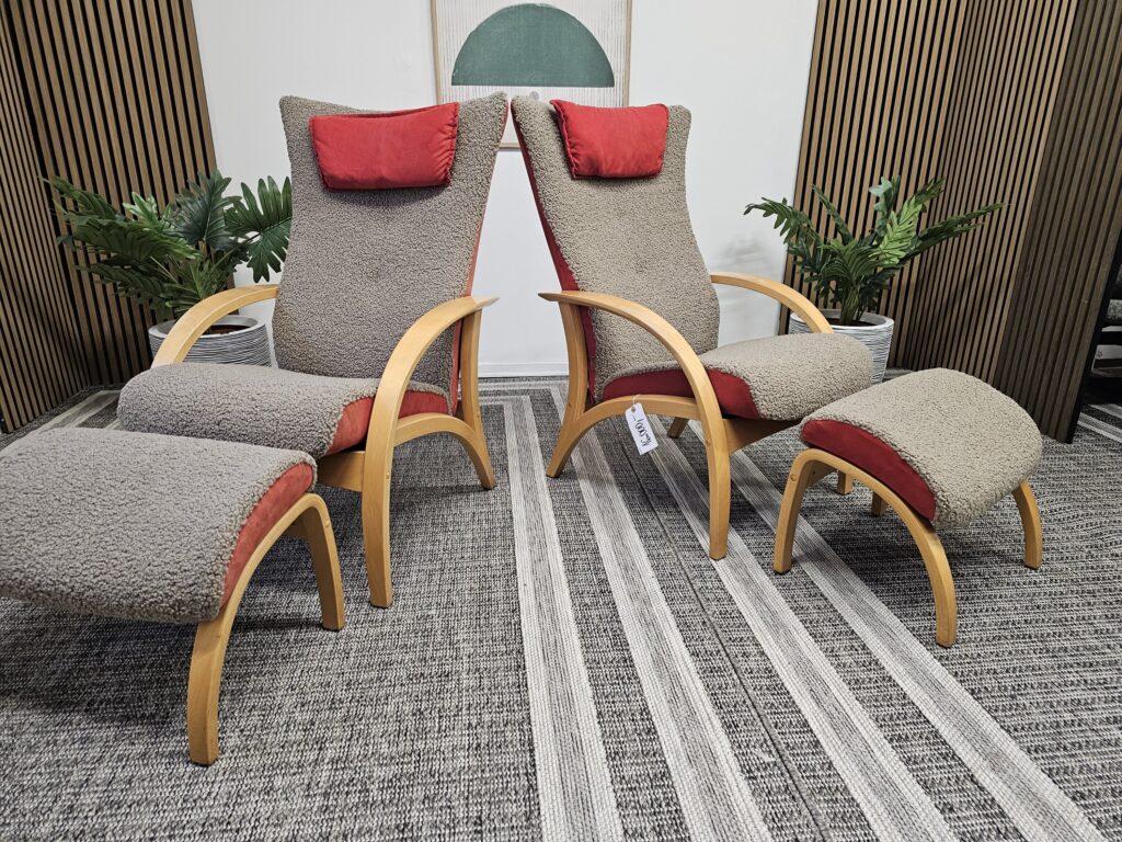 2 stk. Brunstad Delta lenestoler med krakk