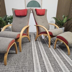 2 stk. Brunstad Delta lenestoler med krakk