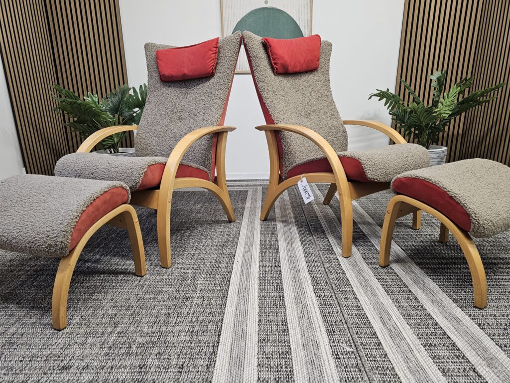 2 stk. Brunstad Delta lenestoler med krakk