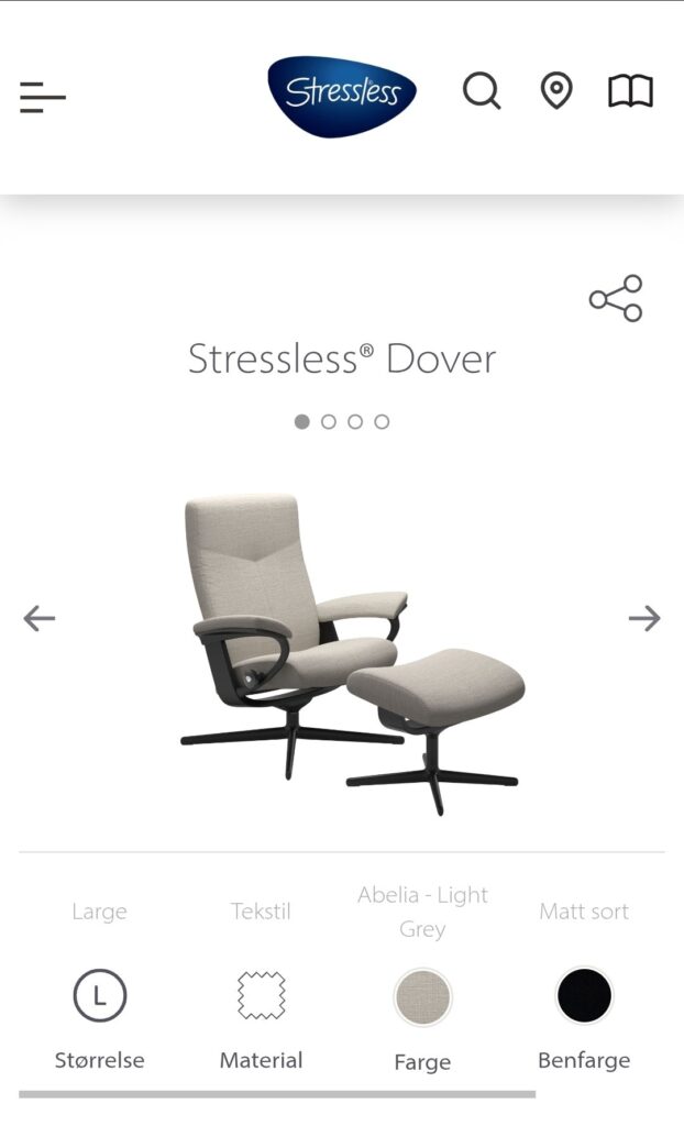 Stressless Dover lenestol med krakk