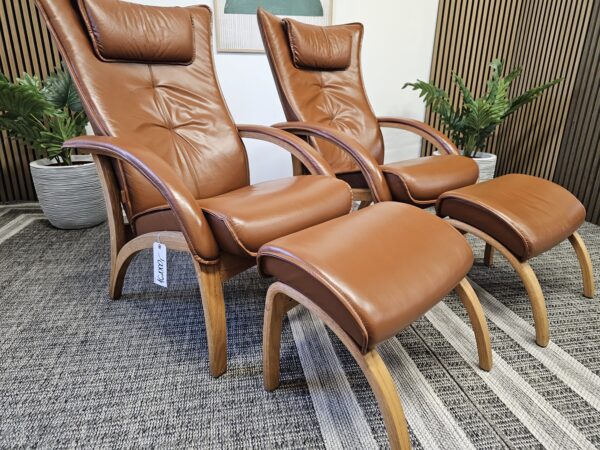 2 stk. Brunstad Delta Legend lenestoler med krakk