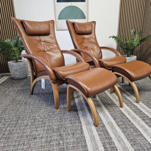 2 stk. Brunstad Delta Legend lenestoler med krakk - Bilde 2