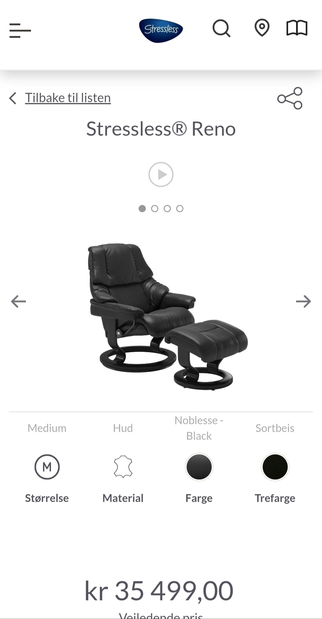 3 stk. Stressless Reno lenestoler med krakk - Bilde 2