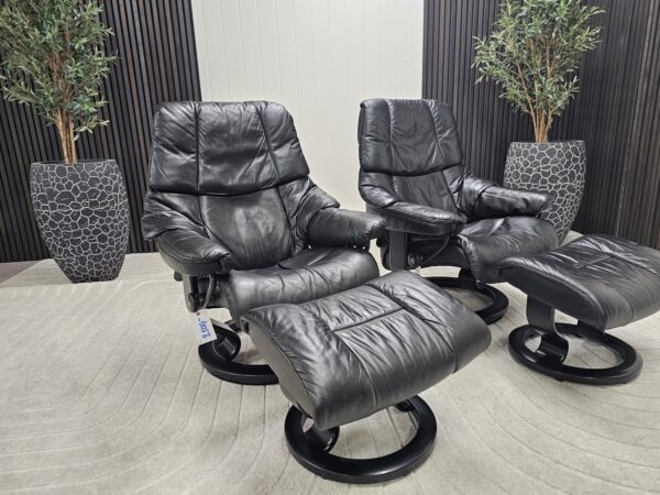 2 stk. Stressless Reno lenestoler med krakk