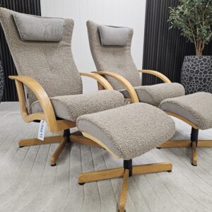 2 stk. Brunstad Swing lenestoler med krakk