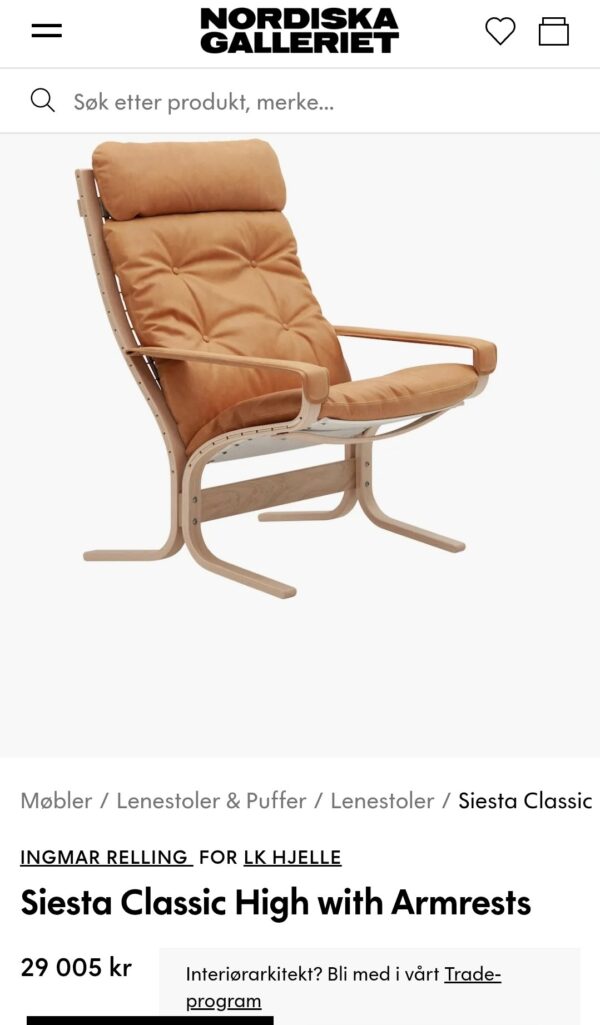 2 stk LK Hjelle Siesta Classic m/armlener lenestoler