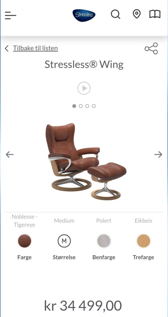 Stressless® Wing Medium lenestol med krakk