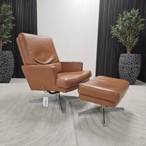 Vintage Bolia lenestol med krakk - Bilde 2