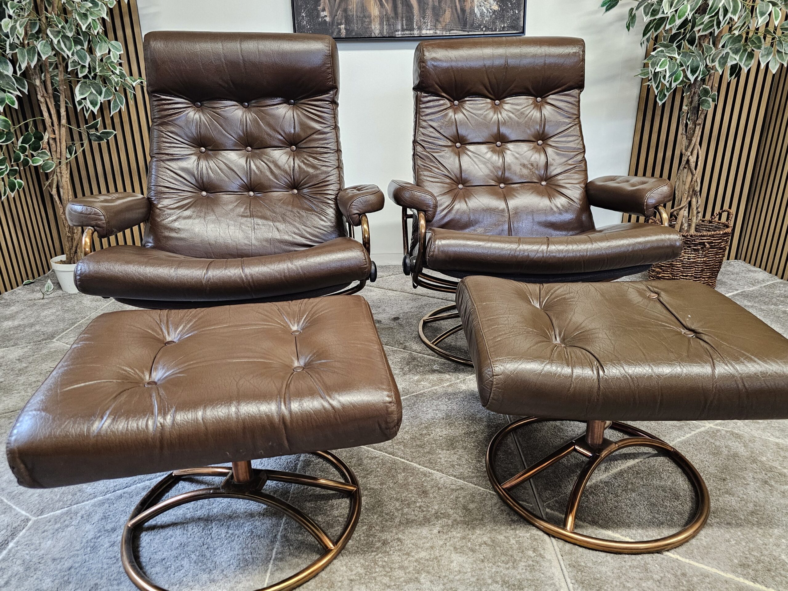 2 stk. Stressless Original 1974 lenestoler med krakk fra Ekornes - Bilde 3