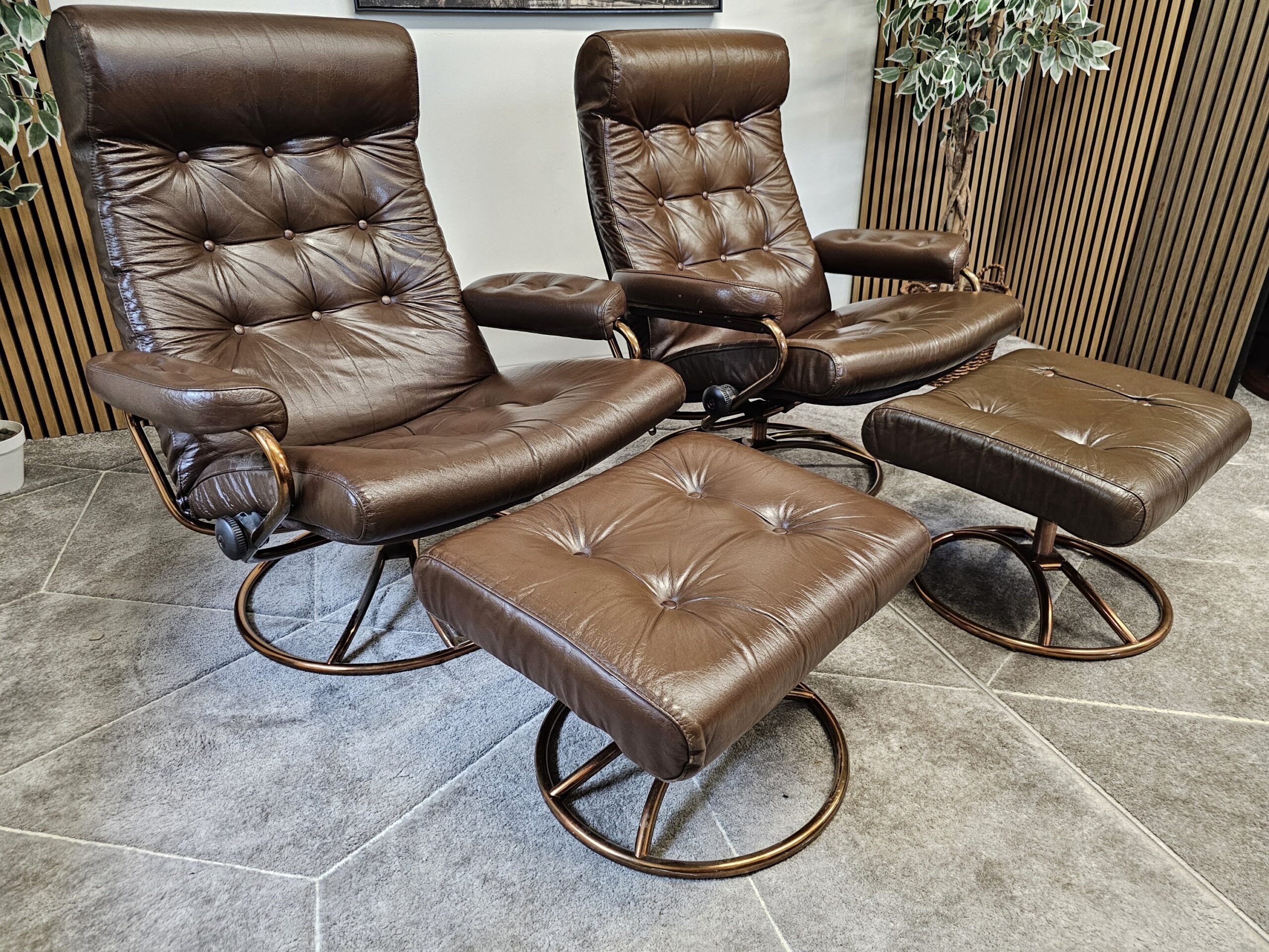2 stk. Stressless Original 1974 lenestoler med krakk fra Ekornes - Bilde 1