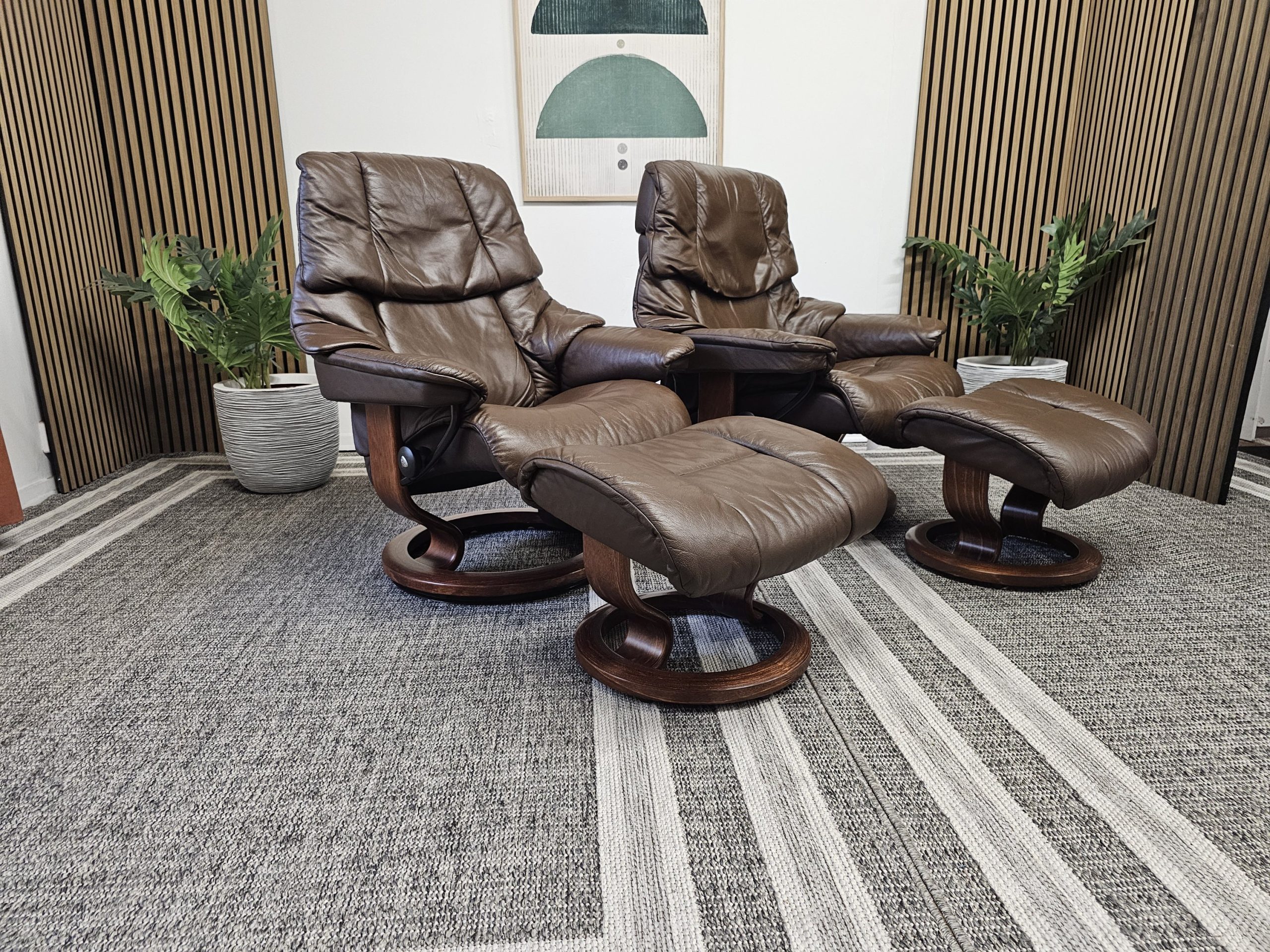 2 stk. Stressless® Reno lenestoler med krakk - Bilde 1