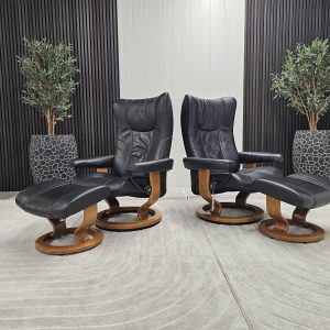2 stk. Stressless® Wing lenestoler med krakk - Bilde 3