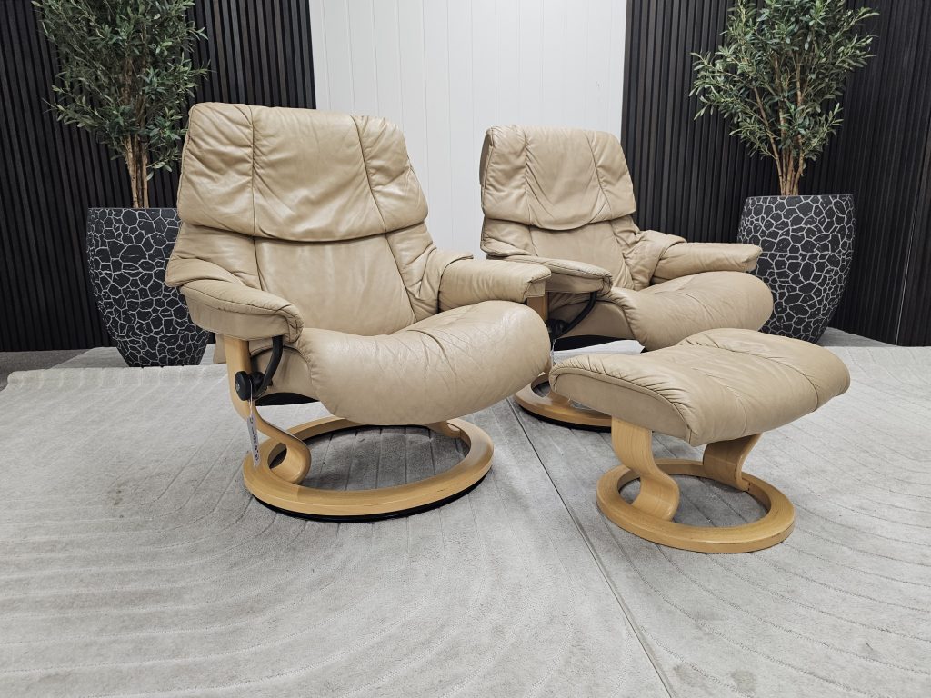 2 stk. Stressless® Reno lenestoler + krakk