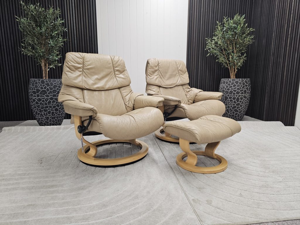 2 stk. Stressless® Reno lenestoler + krakk