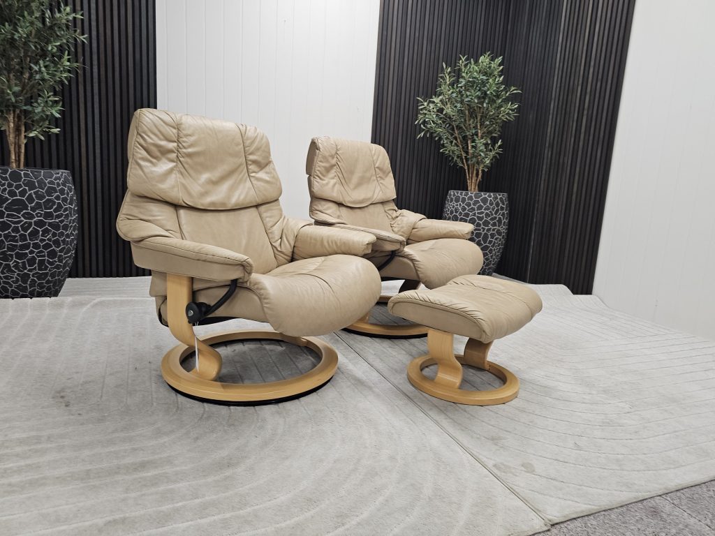 2 stk. Stressless® Reno lenestoler + krakk