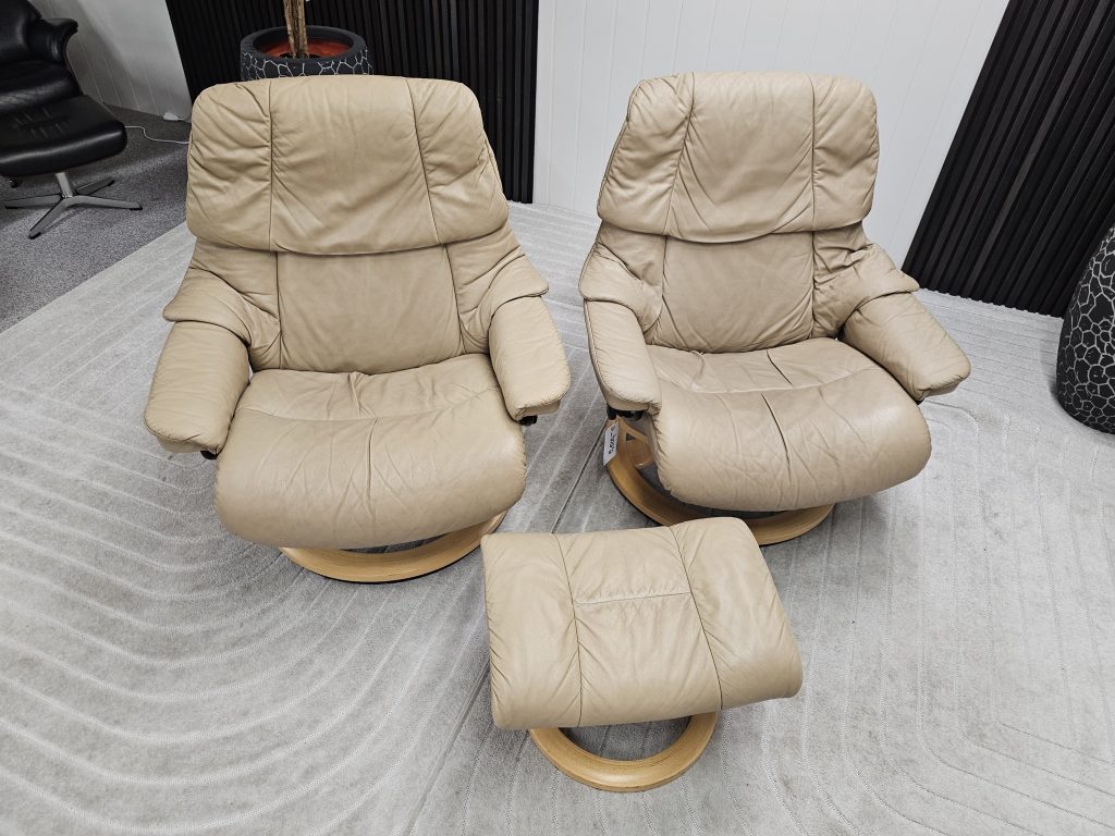 2 stk. Stressless® Reno lenestoler + krakk