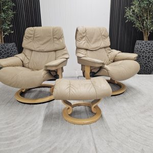 2 stk. Stressless® Reno lenestoler + krakk - Bilde 2